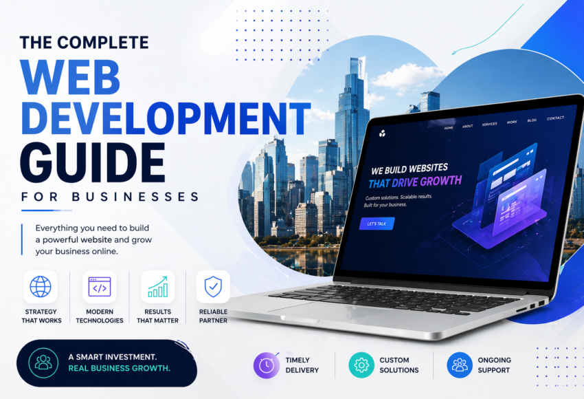 Complete web development guide for businesses clean corporate banner